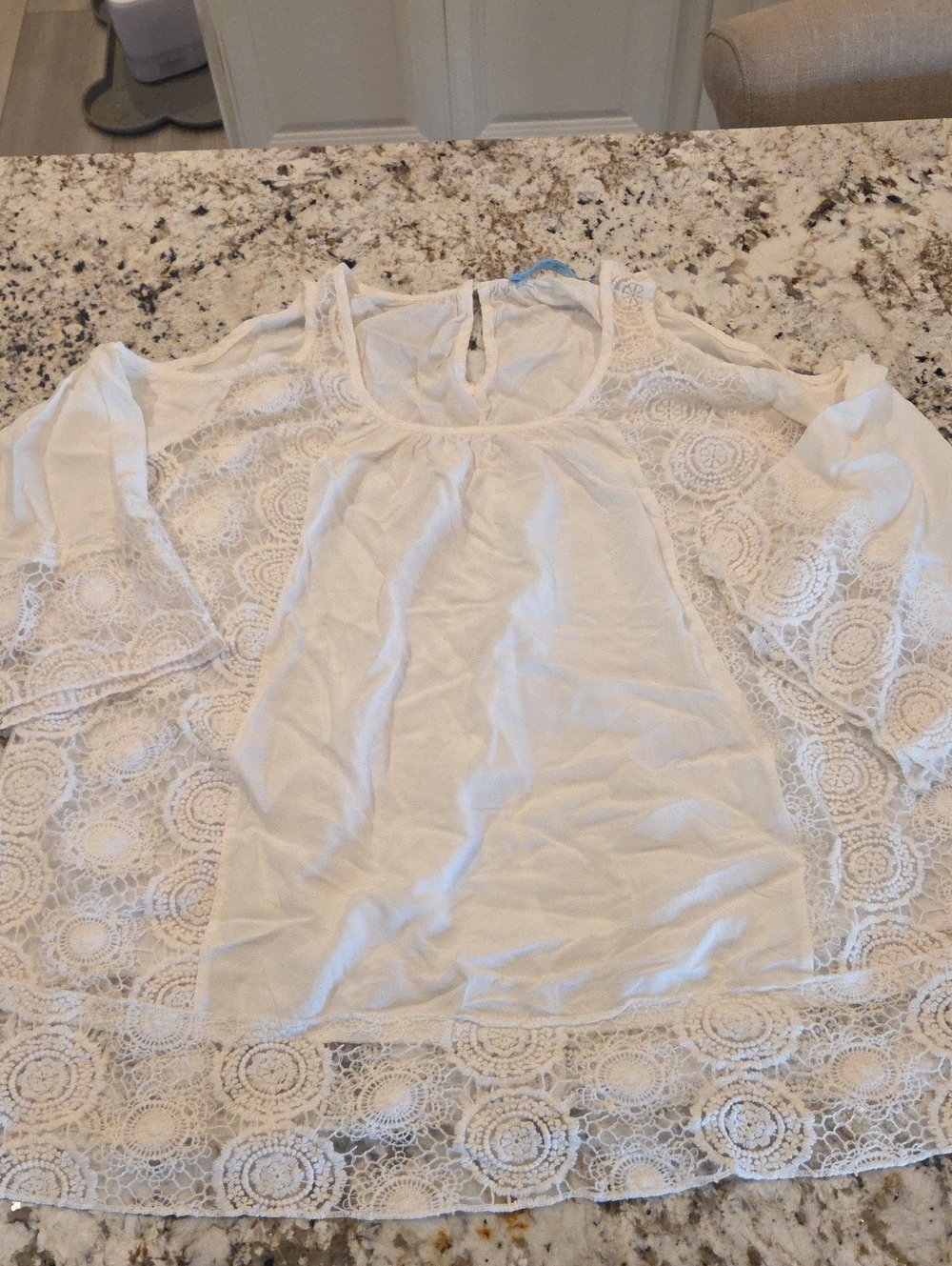 Solitaire White Crochet Sleeve Tunic Top